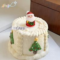 Decoración Comestible Navideña de Azúcar Hecha a Mano de Alta Calidad, Certificada Halal, No Tóxica y Segura para Alimentos, para Pastel de Navidad