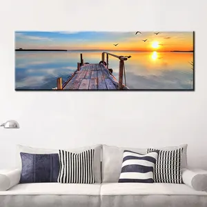 Couchers de soleil mer naturelle plage paysage affiches et impressions toile peinture Panorama mur Art photo pour salon