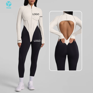 2025 Mới Tùy Chỉnh Một Mảnh Spandex Của Phụ Nữ Dài Tay Áo Yoga Thể Thao Jumpsuits Phòng Tập Thể Dục Tập Thể Dục Jumpsuit Với Zip - Product Image 2