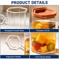 Taza de Vidrio Hexagonal con Tapa Infusora de Frutas, Ecológica, Transparente, con Logotipo Personalizado OEM, para Hogar, Oficina o Restaurante