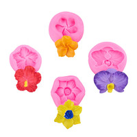 HY Orchidée Fleur Silicone Moule Tulipe Cerisier Fleurs Fondant Moules pour Gâteau Décoration Chocolat Bonbons Argile Résine