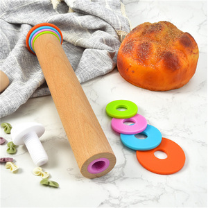 Adjustable Wooden Rolling Pin With Colorful <b>Thickness</b> <b>Rings</b> For Dough And Pasta Making - Product Image 1