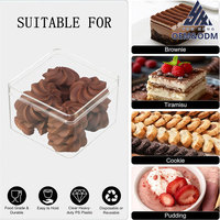 Grand récipient en plastique PS transparent, écologique, de qualité alimentaire, pour tiramisu, mousse au chocolat, avec logo personnalisé - Boîte d'emballage alimentaire