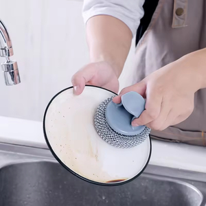 Cepillo para Ollas Desmontable y Lavable de Acero Inoxidable Antiadherente con Mango de Plástico para Limpieza de Cocina Doméstica - Product Image 2