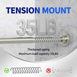 Tige de <span class=keywords><strong>tringle</strong></span> à rideau extensible en acier inoxydable, 25mm, anti-dérapante, <span class=keywords><strong>sans</strong></span> perçage, pour le séchage des vêtements - Product Image 3