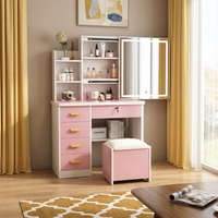 Ensemble coiffeuse en bois MDF avec tabouret éclairé, table de maquillage au design moderne, couleur personnalisable, garantie 5 ans - Vente directe usine pour chambre à coucher