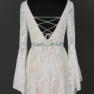 Abito <span class=keywords><strong>da</strong></span> Sposa Vintage di Alta Qualità in Pizzo e Chiffon con Perline, <span class=keywords><strong>Vestito</strong></span> <span class=keywords><strong>da</strong></span> Sposa <span class=keywords><strong>Taglie</strong></span> <span class=keywords><strong>Forti</strong></span> per la Sposa - Product Image 4