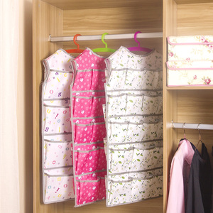 <b>Hanging</b> Closet Organizer Pink Cat Print Multifunctional Wardrobe Storage Bag <b>Hook</b> Type Indoor Use - Product Image 3