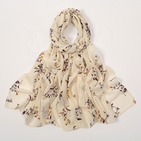 Printemps et été nouvelles fleurs fraîches Hijabs en mousseline de soie impression longue écharpe modèles féminins chauds petites fleurs Long châle