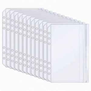 <b>A6</b> <b>Binder</b> Pockets 6 Holes <b>Budget</b> Cash Envelopes Clear Zipper Folders Loose Leaf Bags Waterproof PVC Document Filing - Product Image 1