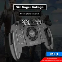 Manette de jeu M11 à 6 doigts pour téléphones mobiles de 4.7 à 6.5 pouces Contrôleur PUBG avec radiateur pour iPhone et Android Fabriqué en PC