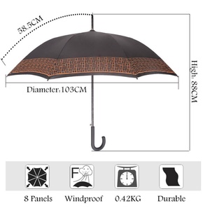 46-Inch Vented Windproof Straight Umbrella with Double <b>Canopy</b> for Typhoon Season Storm Protection - Product Image 5