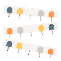 Tenture murale en plastique de couleur simple cinq crochets chambre cuisine poinçon gratuit crochet adhésif fort