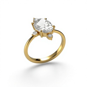 Bague de fiançailles en or plaqué 18K 14K avec diamant de laboratoire taille ovale, motif boussole, CVD, bijoux fins personnalisés OEM pour femme - Product Image 2