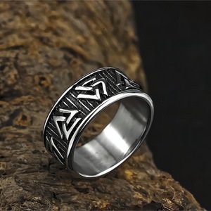 Men's Titanium Steel <b>Ring</b> Viking Triangle Geometric Design Hip Hop Style Gift Jewelry - Product Image 1