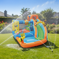 3-5 enfants cour maison été eau amusant famille toboggan avec piscine gonflable petit toboggan aquatique