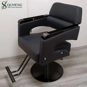 QUMENG Modern Black <b>Leather</b> Barber <b>Chair</b> Height Adjustable Hydraulic Salon Styling <b>Chair</b> - Product Image 1