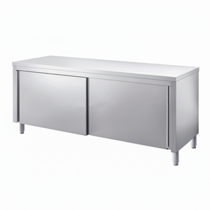 Tavolo in acciaio inossidabile con porte scorrevoli - Product Image 1