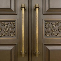 Poignée de porte de placard de luxe en laiton massif, style palais européen, plaquette longue sculptée, pour armoires de cuisine et commodes, quincaillerie de barre