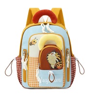 Nouveau sac d'école pour enfants en tissu Oxford, motif dessin animé chat et tigre, petite pochette détachable, doublure en nylon respirant