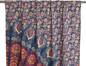 Panneaux de rideaux indiens hippies bohèmes magnifiques motif paon mandala bleu multicolore - Product Image 3