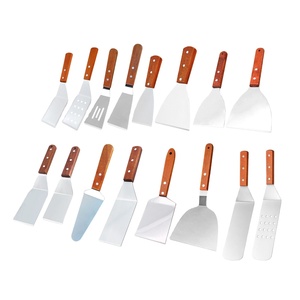Pala de barbacoa con mango de madera para exteriores, herramienta de cocina de tres lados para asar carne y freír - Product Image 1