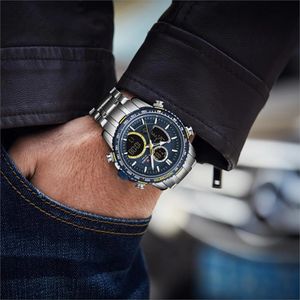 นาฬิกาข้อมือผู้ชาย <span class=keywords><strong>NAVIFORCE</strong></span> แบรนด์นาฬิกาสปอร์ตสำหรับผู้ชาย นาฬิกาดิจิตอลโครโนกราฟควอตซ์ สายสแตนเลสกันน้ำ สไตล์ลำลอง - Product Image 5