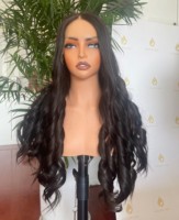 Perruque juive de luxe en cheveux russes vierges Remy 100 % non traités, noirs naturels, avec dentelle invisible et sans colle, pour femmes