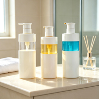 Bouteille Pompe Transparente 500ml avec Fenêtre, Distributeur de Gel Douche Multicolore, Contenant Cosmétique Vide pour Propriétaires de Marques (Vente en Gros)