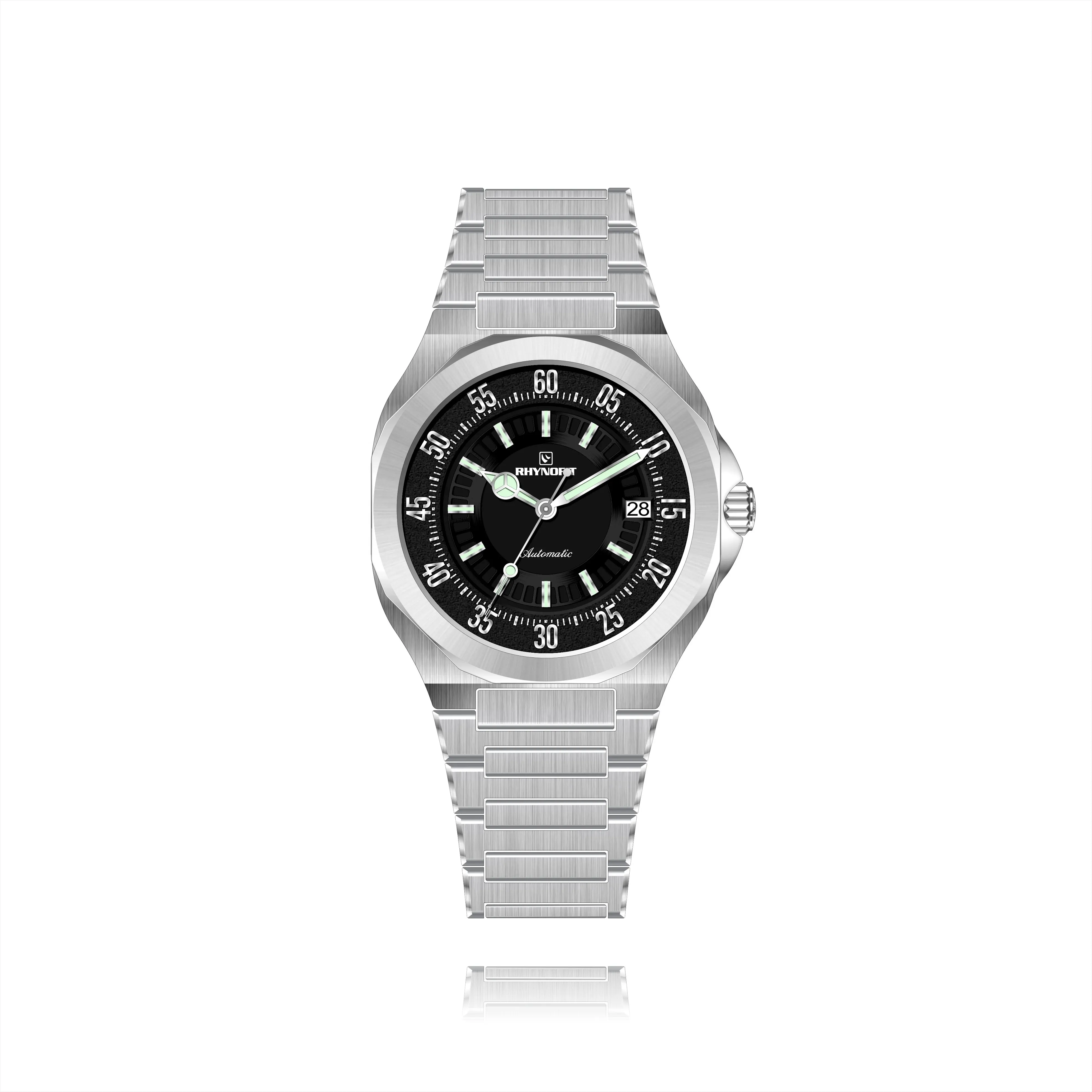 Relógio de pulso para pulseira de aço inoxidável, relógio de pulso automático 316l com pulseira para homens