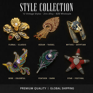 LEPAI Atacado Broche Vintage de Animais e Flores, Alfinete de Lapela em Liga com Strass, Coleção de Joias Retrô para Mulheres e Homens, Presente - Product Image 5