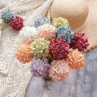 Batang Hydrangea Buatan Kecil untuk Dekorasi Pernikahan Boho, Bola Bunga Sutra Mini untuk Dekorasi Vas Meja Rumah Bergaya Rustic