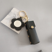 Großhandel Lippenstift Pu Tasche mit Schlüssel bund Mini Herz Make-up Spiegel Kleine tragbare Taschen für Lip gloss mit Schlüssel anhänger
