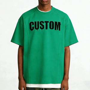 T-Shirt Oversize da Uomo in Cotone 300 Gsm, Alta Qualità, Lavaggio Acido, Collo a Costine, <span class=keywords><strong>Stampa</strong></span> Personalizzata - Product Image 1
