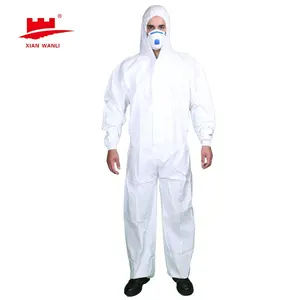 Type5/6 Microporous Disposable Coverall Non Woven Coverall With Hood without boot SF