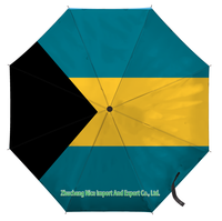 Paraguas Plegable con Bandera de Bahamas, Apertura y Cierre Automático, Compacto, Portátil, Grande, para Protección Contra la Lluvia y el Viento