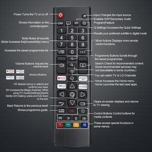 Télécommande universelle à code fixe Bingostyle pour téléviseurs intelligents LED OLED LCD WebOS 4K 8K UHD HDR, modèle AKB75095308, portée de 10 m - Product Image 2
