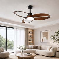 Ventilateur de plafond moderne avec lumière LED à intensité variable, pales en bois creuses, moteur silencieux de haute qualité, couleur personnalisable
