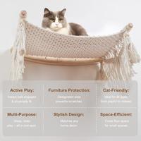 ROPECUBE Hamac pour chat en macramé fait main, style bohème, à fixer au mur, lit pour chat confortable, hamac pour animaux de compagnie avec franges à pompons pour chats d'intérieur