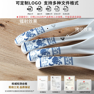Cucharas de melamina Xiangyuan, cucharas de arroz creativas de estilo retro, cucharas de sopa de porcelana azul y blanca para restaurantes y hoteles. - Product Image 4