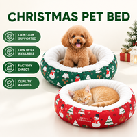 Lit pour animaux de compagnie rond en polaire arctique, luxueux et festif, chaud et doux, pour chiot, sommeil profond, intérieur, hiver, vente en gros, fabricant