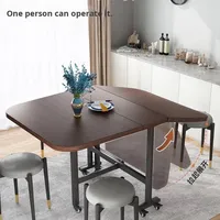 Table à manger carrée pliable en bambou pour meubles de maison dans les petits appartements, maisons en location, style moderne simple et nouveau style chinois
