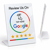 Support de table en acrylique NFC personnalisé pour avis Google, avec fonction Tap to Review et affichage du code QR, pour restaurants et hôtels (vente en gros)