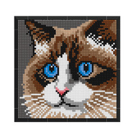 Gato Marionette, Gato Siamés, Animales, Pintura Pixel Art, Bloques de Construcción de Plástico de Alta Dificultad, Decoración de Pared para el Hogar