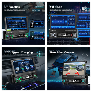 Lecteur MP5 pour voiture Podofo 7 pouces 1 Din, autoradio IPS SWC USB/Type-C/BT/EQ/FM, lien téléphonique, services OEM et ODM, fabricant FCC - Product Image 2