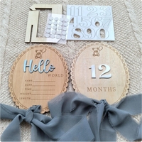 Marqueurs de développement de bébé en bois 3D personnalisés |   Ensemble de mois interchangeables |   Panneau d'annonce de naissance « Bonjour le monde » |   Accessoire photo pour bébé
