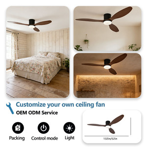 Lampadario a ventola moderno minimalista in noce nero da 52 pollici con LED a coda di pesce, telecomando, struttura in metallo, compatibile con AC 220V Agi32 - Product Image 4