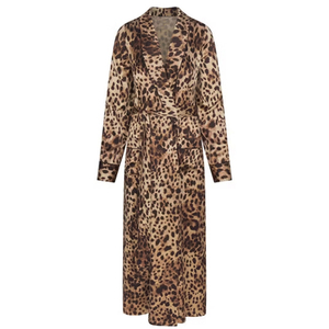 تخفيضات هائلة جديد الشتاء نصف المخملية رداء حمام سميكة النساء الكلاسيكية ليوبارد طباعة فاخرة مخصصة الفانيلا ملابس دافئة - Product Image 5