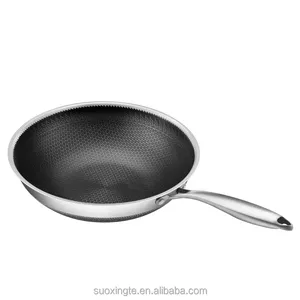 Utensílio de cozinha chinês wok de 316, aço inoxidável anti-aderente estendido, favo de mel, indução wok, utensílios de cozinha, tela cheia de 304 wok
