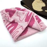 Gorro Reversible de Punto Jacquard de Doble Cara con Patrón de Camuflaje de Dibujos Animados, 100% Acrílico, Unisex, Cálido para Invierno, Estilo Hip Hop, Anime, Y2K